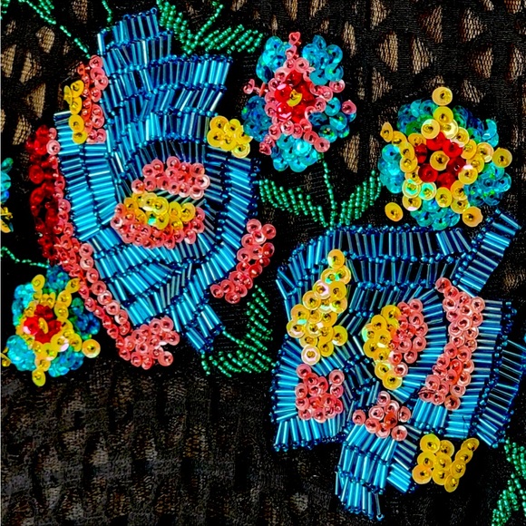 Angela and Alison Black Floral Embellished Dress - Picture 4 of 6